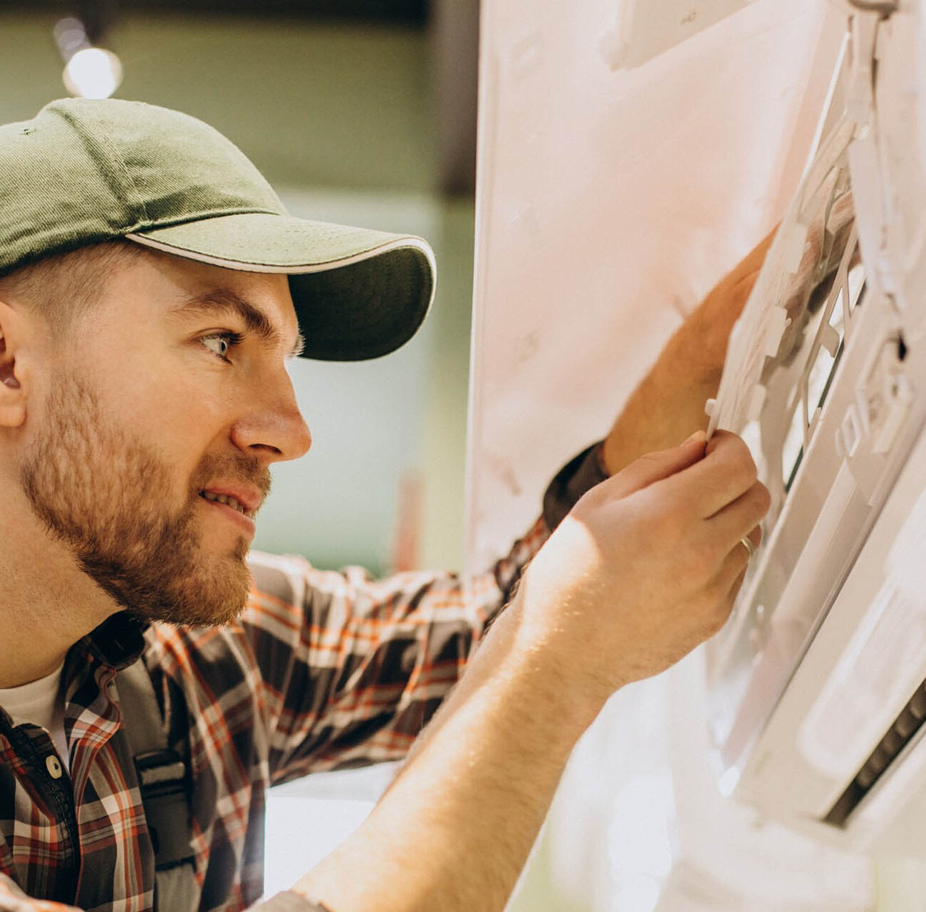 Technician working on AC